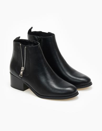 Ankle boots με λάστιχο και φερμουάρ - Μαύρο